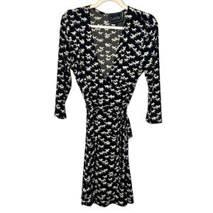 Leota Faux Wrap Short Dress Chase and Wonder Novelty Horse Print Black White L